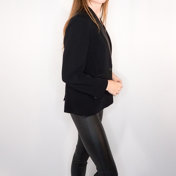 RAG & BONE Black Lamb Leather Trim Blazer Jacket - Picture 3 of 8